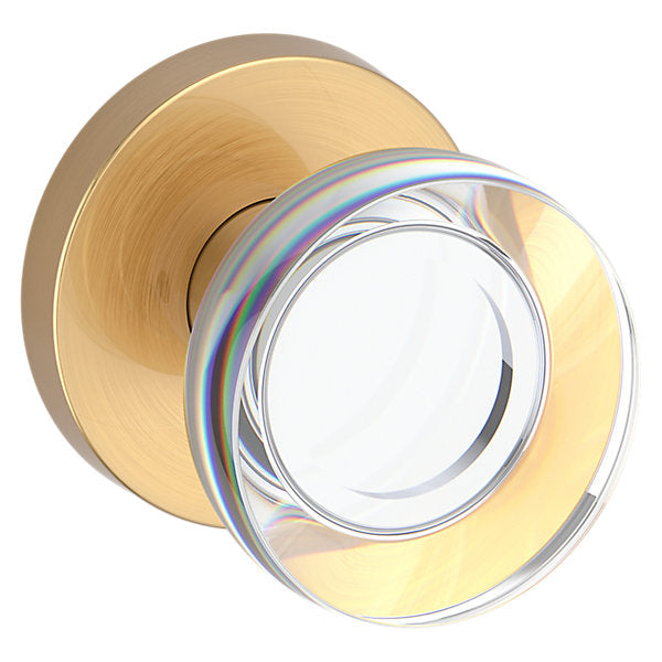 Baldwin Hardware Reserve Perilla Contemporary Crystal — Latón satinado Lifetime — Contemporary Round — Paso