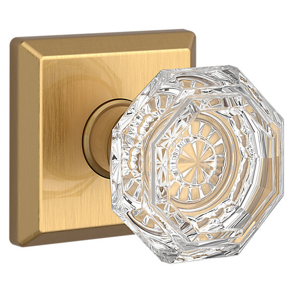 Baldwin Hardware Reserve Perilla Crystal — Latón satinado Lifetime — Traditional Square — Paso