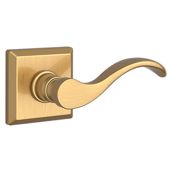 Baldwin Hardware Reserve Manija Curve — Latón satinado Lifetime — Traditional Square — Paso