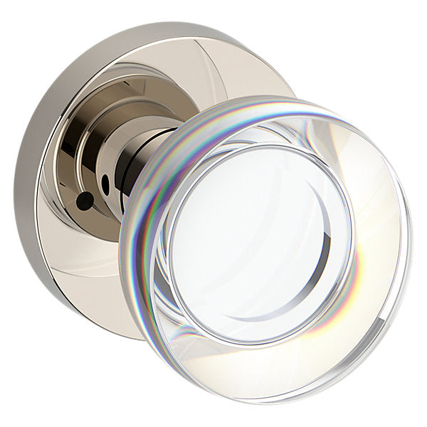 Baldwin Hardware Reserve Perilla Contemporary Crystal — Níquel pulido Lifetime — Contemporary Round — Privacidad