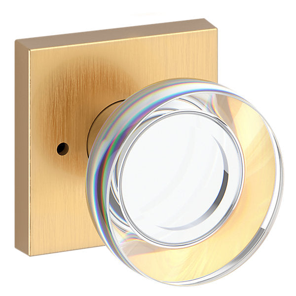 Baldwin Hardware Reserve Perilla Contemporary Crystal — Latón satinado Lifetime — Contemporary Square — Privacidad
