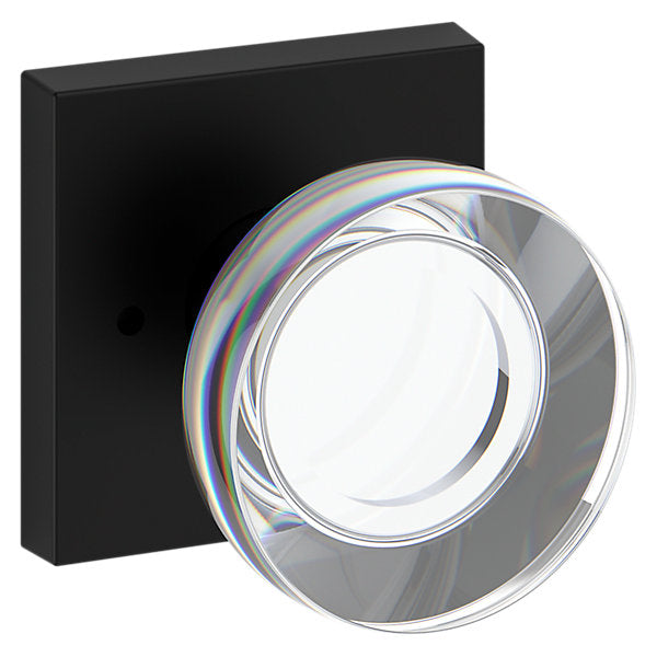 Baldwin Hardware Reserve Perilla Contemporary Crystal — Negro satinado — Contemporary Square — Privacidad