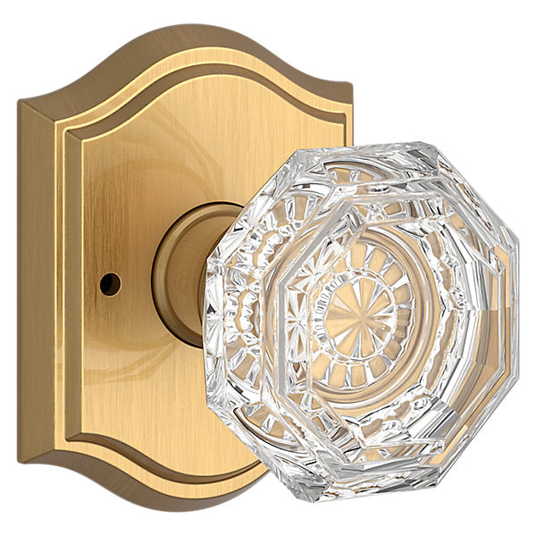 Baldwin Hardware Reserve Perilla Crystal — Latón satinado Lifetime — Traditional Arch — Privacidad
