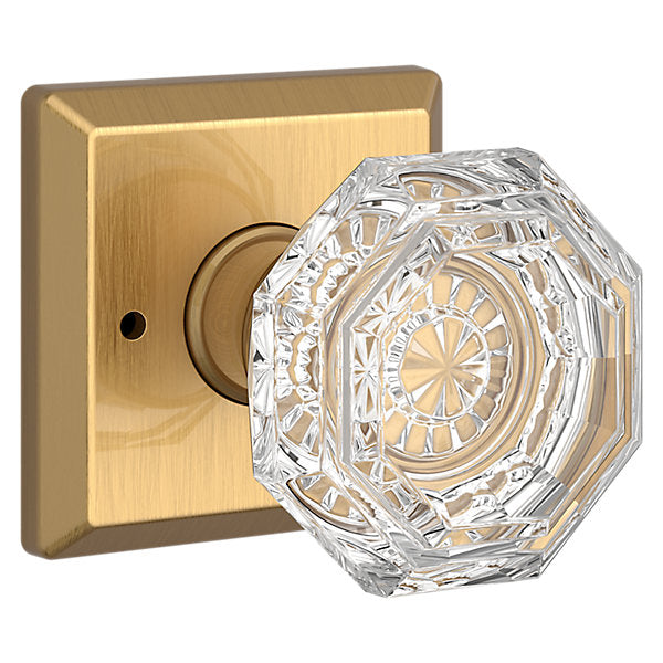 Baldwin Hardware Reserve Perilla Crystal — Latón satinado Lifetime — Traditional Square — Privacidad