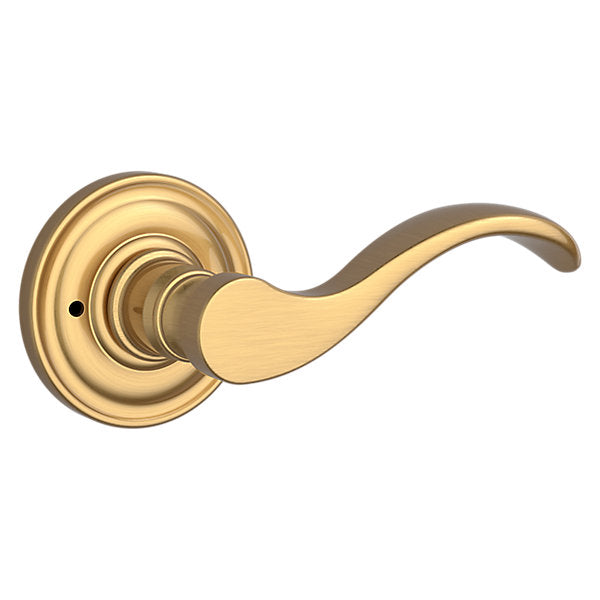 Baldwin Hardware Reserve Manija Curve — Latón satinado Lifetime — Traditional Round — Privacidad