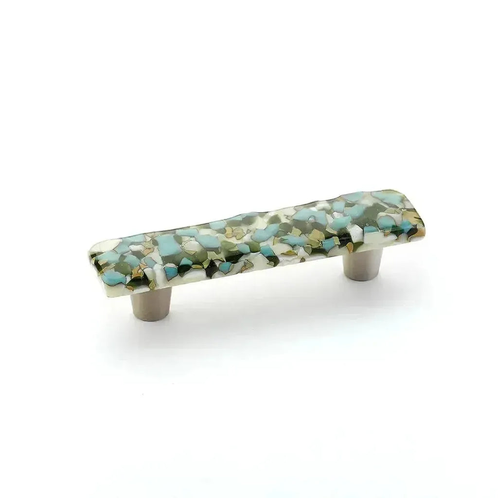 Schaub Jaladera Fused Sapphire Silk Stainless Steel Call de Vidrio Rectangular, 4-1/2"