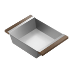 Julien · Contenedor Hondo Deslizante con Asas de Madera — Nogal / 12″ × 17″ · tazón de 16″ de fondo · alto 4¼″