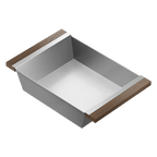 Julien · Contenedor Hondo Deslizante con Asas de Madera — Nogal / 12″ × 19″ · tazón de 18″ de fondo · alto 4¼″
