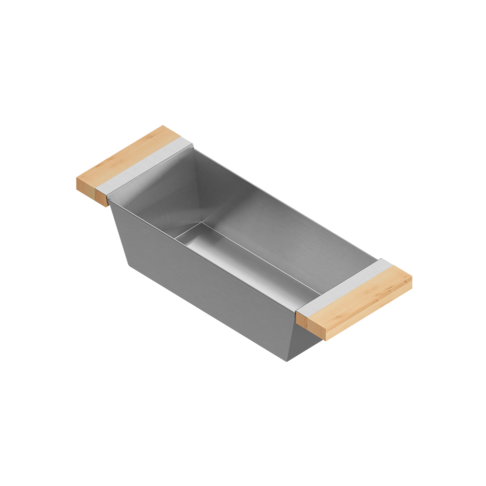 Julien · Contenedor Hondo Deslizante con Asas de Madera — Maple / 6″ × 17″ · tazón de 16″ de fondo · alto 4¼″
