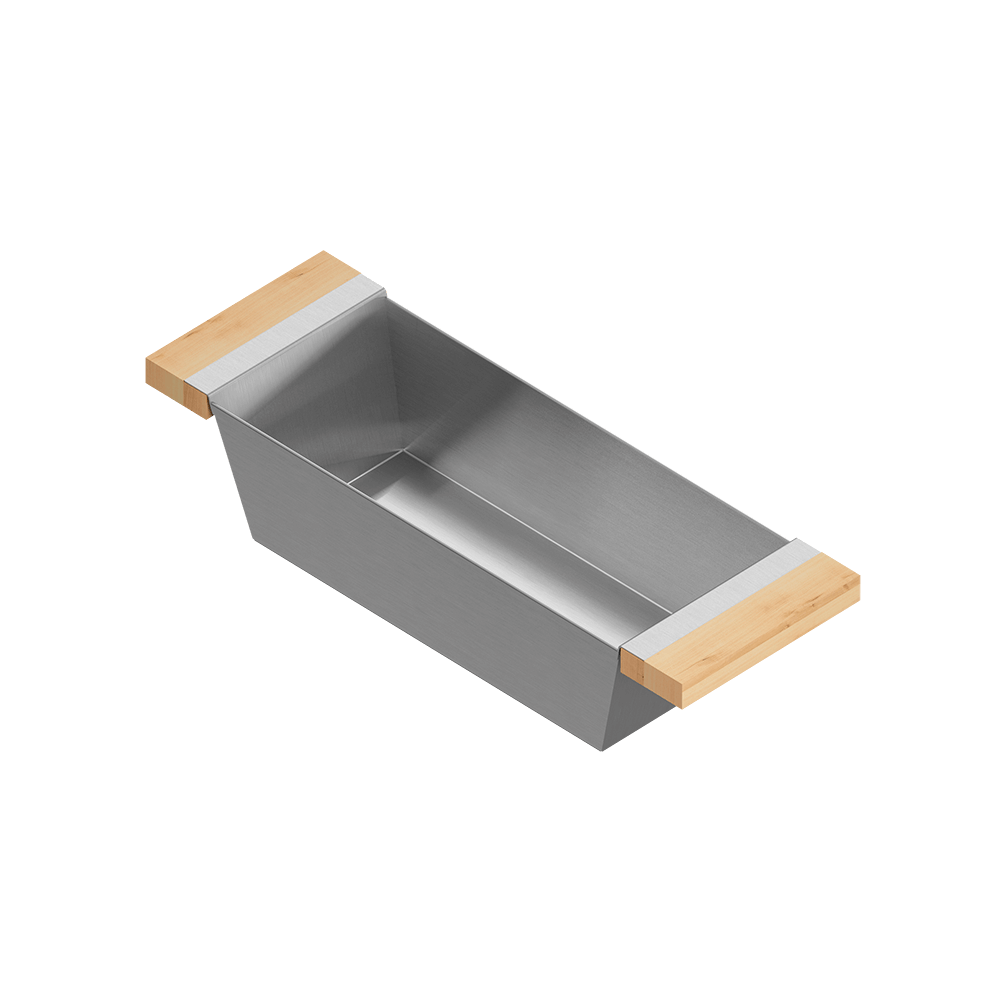 Julien · Contenedor Hondo Deslizante con Asas de Madera — Maple / 6″ × 17⅞″ · tazón de 17″ de fondo · alto 4¼″