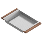 Julien · Colador Deslizante con Asas de Madera — Nogal / 12″ × 19″ · tazón de 18″ de fondo · alto 2¼″