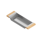 Julien · Colador Deslizante con Asas de Madera — Maple / 6″ × 17″ · tazón de 16″ de fondo · alto 2¼″