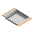 Julien · Colador Deslizante con Asas de Madera — Maple / 12″ × 17″ · tazón de 16″ de fondo · alto 2¼″