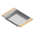 Julien · Colador Deslizante con Asas de Madera — Maple / 12″ × 17⅞″ · tazón de 17″ de fondo · alto 2¼″