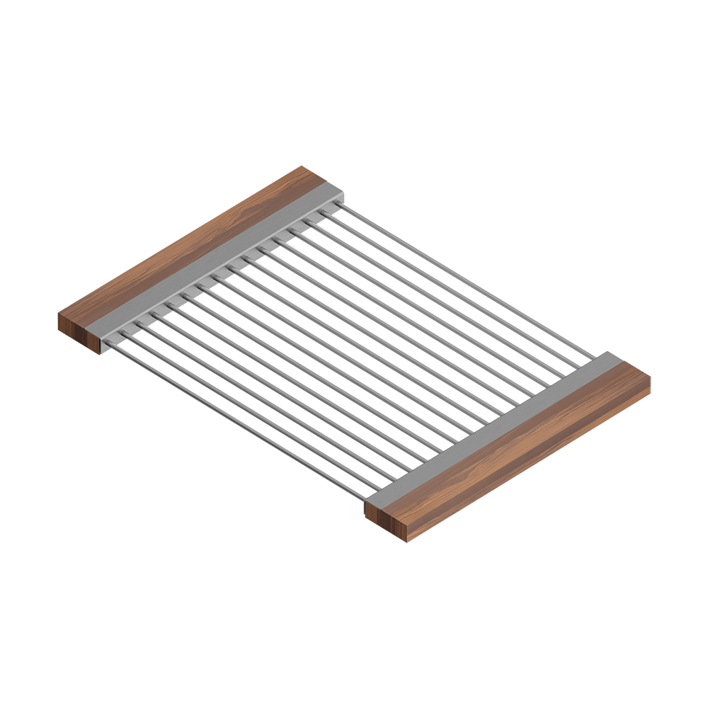 Julien · Escurridor Deslizante con Asas de Madera — Nogal / 12″ × 17″ · tazón de 16″ de fondo