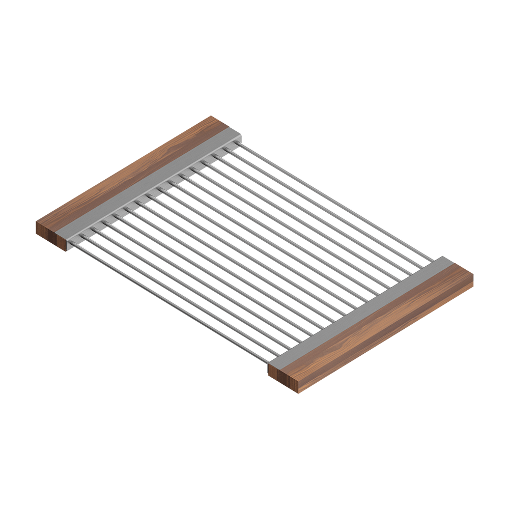 Julien · Escurridor Deslizante con Asas de Madera — Nogal / 12″ × 17⅞″ · tazón de 17″ de fondo