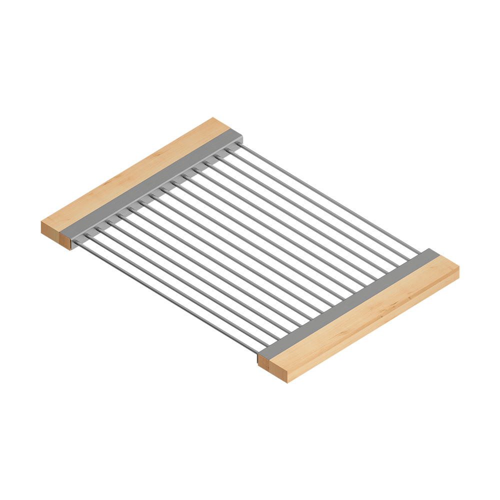 Julien · Escurridor Deslizante con Asas de Madera — Maple / 12″ × 17″ · tazón de 16″ de fondo