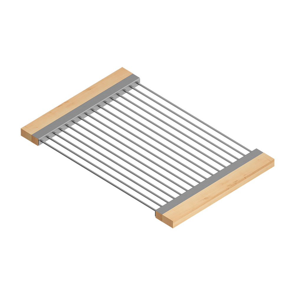 Julien · Escurridor Deslizante con Asas de Madera — Maple / 12″ × 17⅞″ · tazón de 17″ de fondo