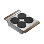 Julien · Contenedor de Servicio con 4 Tazones — Nogal / 12″ × 18″ · tazón de 17″ de fondo
