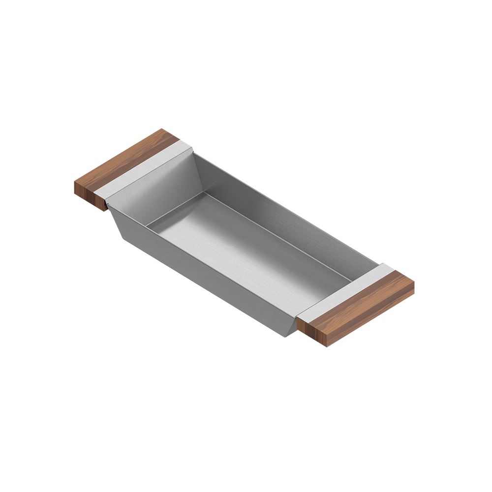Julien · Charola Deslizante con Asas de Madera — Nogal / 6″ × 17″ · tazón de 16″ de fondo · alto 2¼″