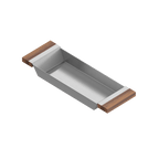 Julien · Charola Deslizante con Asas de Madera — Nogal / 6″ × 17⅞″ · tazón de 17″ de fondo · alto 2¼″