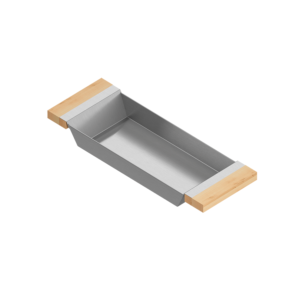Julien · Charola Deslizante con Asas de Madera — Maple / 6″ × 17″ · tazón de 16″ de fondo · alto 2¼″