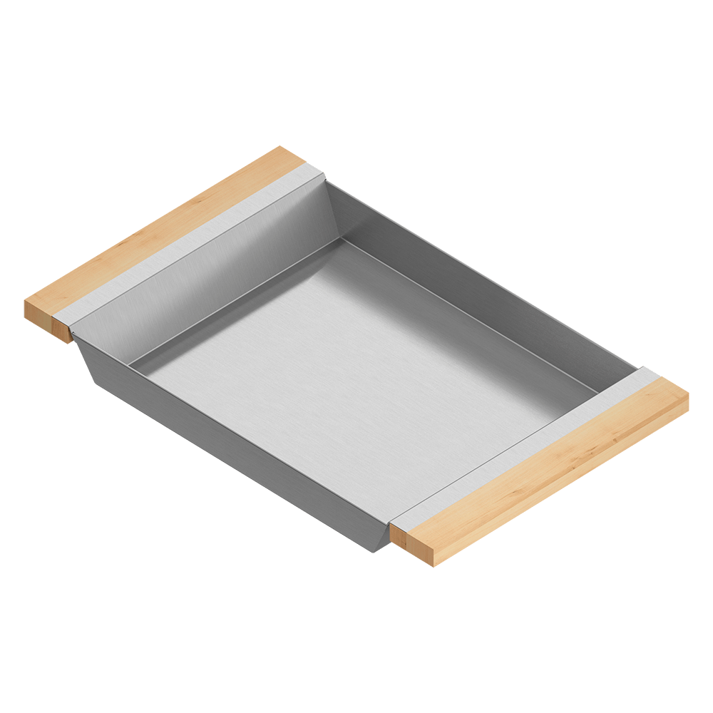 Julien · Charola Deslizante con Asas de Madera — Maple / 12″ × 19″ · tazón de 18″ de fondo · alto 2¼″