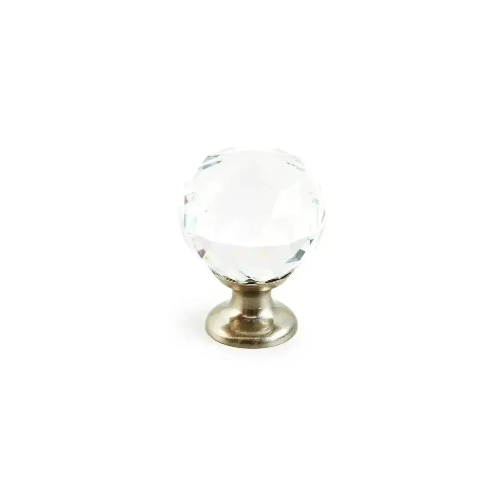 Schaub Perilla Stargaze Redonda de Cristal, 1-1/8" diám. — Níquel Satinado