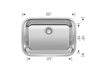 Blanco Stellar Medium Single Bowl — Tarja de Acero Inoxidable — vista 3