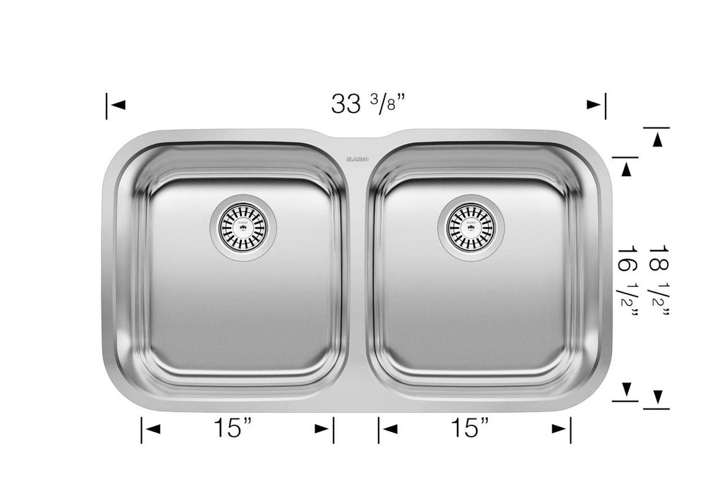 Blanco Stellar Equal Double Bowl — Tarja de Acero Inoxidable — vista 3