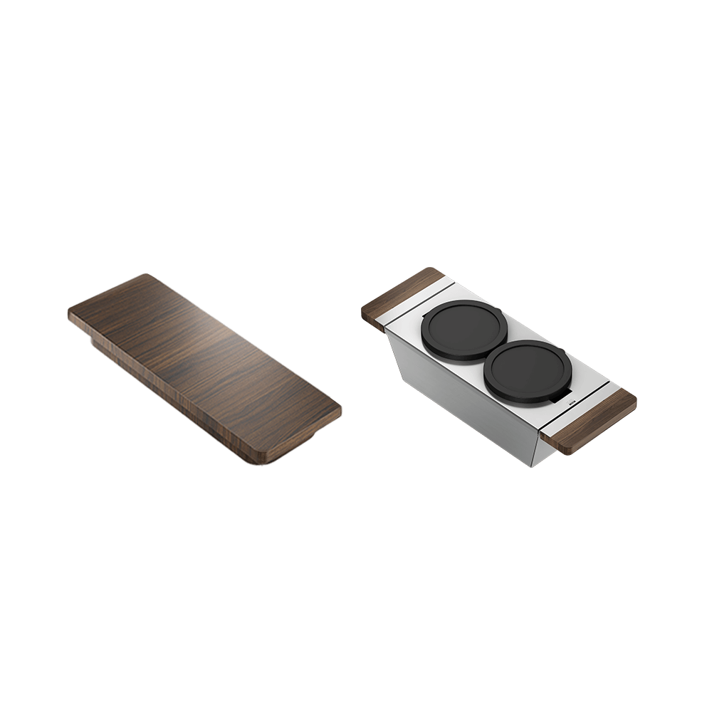 Julien Fira · Kit Tarja de Fireclay de Bar con Accesorios de Nogal — Blanco