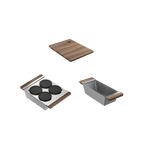 Julien Fira · Kit Tarja de Fireclay de Dos Tazones con Accesorios de Nogal — Blanco