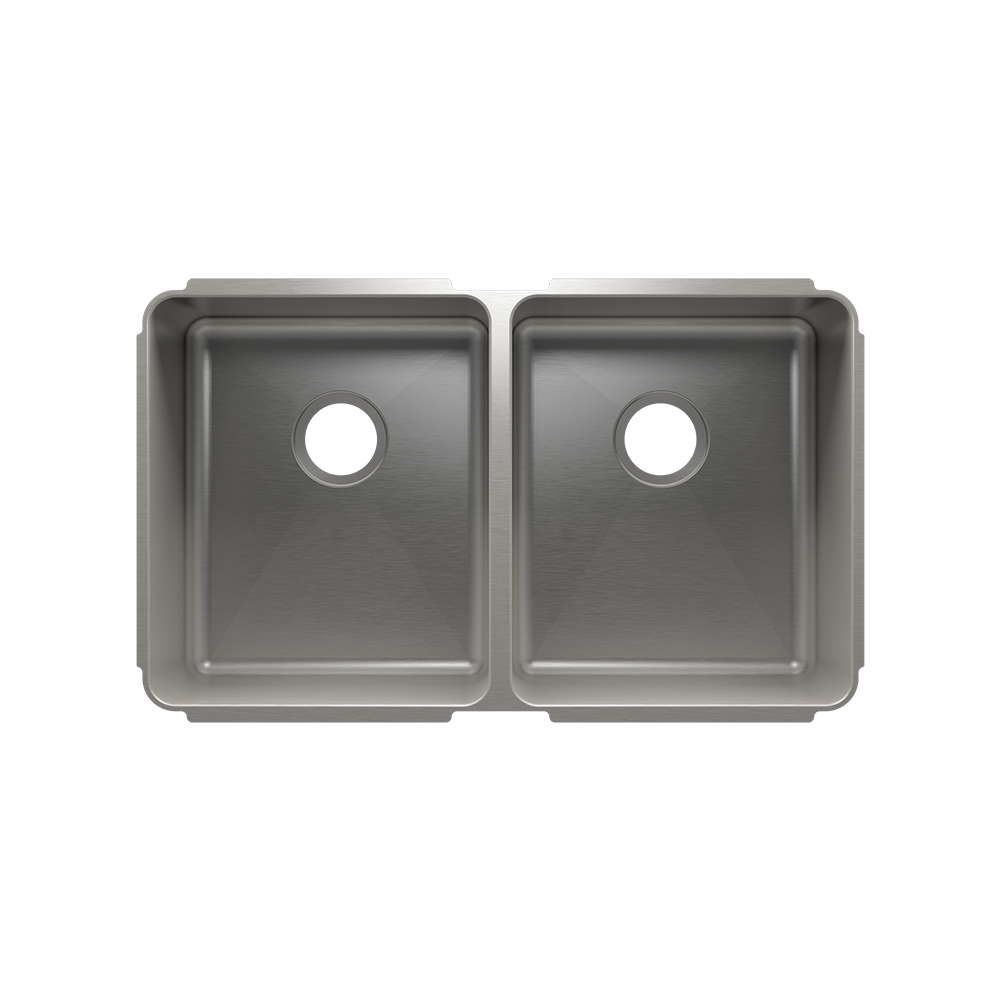 Julien Classic · Tarja de Cocina de Dos Tazones (Bajo Cubierta) — Izq. 15″ × 18″ × 10″ · Der. 15″ × 18″ × 10″