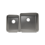 Julien Classic · Tarja de Cocina de Dos Tazones (Bajo Cubierta) — Izq. 12″ × 16″ × 8″ · Der. 18″ × 18″ × 10″