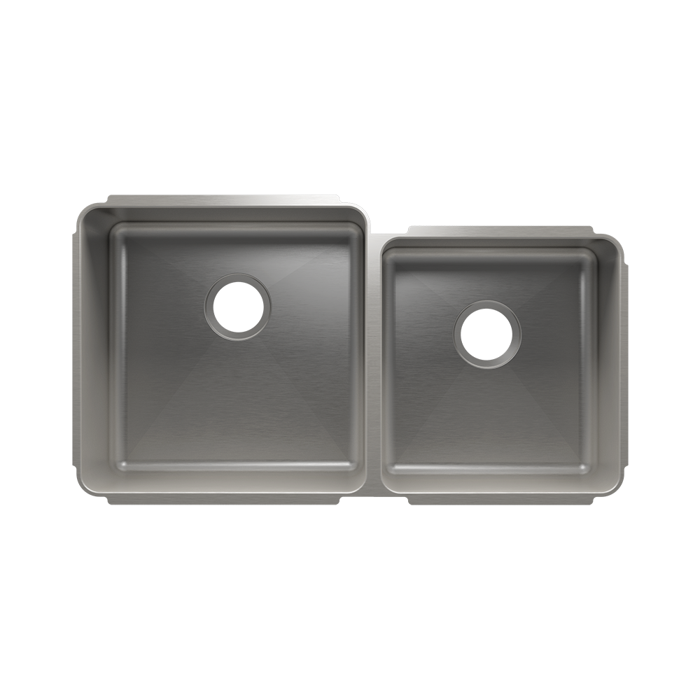 Julien Classic · Tarja de Cocina de Dos Tazones (Bajo Cubierta) — Izq. 18″ × 18″ × 10″ · Der. 15″ × 16″ × 8″