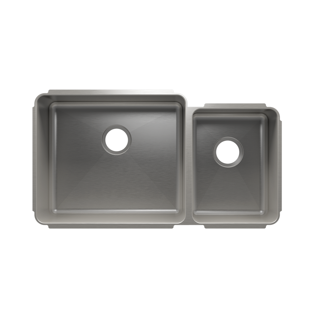 Julien Classic · Tarja de Cocina de Dos Tazones (Bajo Cubierta) — Izq. 21″ × 18″ × 10″ · Der. 12″ × 16″ × 8″