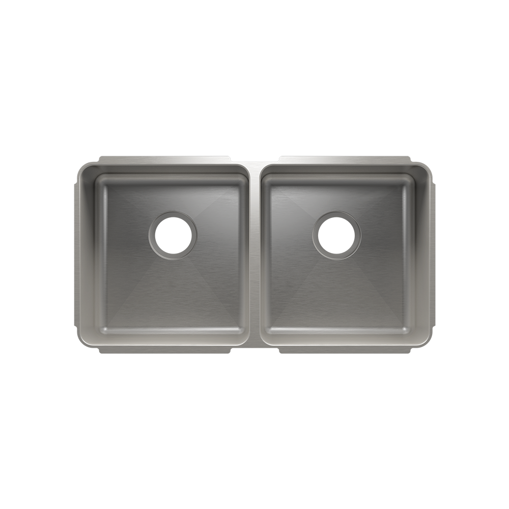 Julien Classic · Tarja de Cocina de Dos Tazones (Bajo Cubierta) — Izq. 15″ × 16″ × 8″ · Der. 15″ × 16″ × 8″