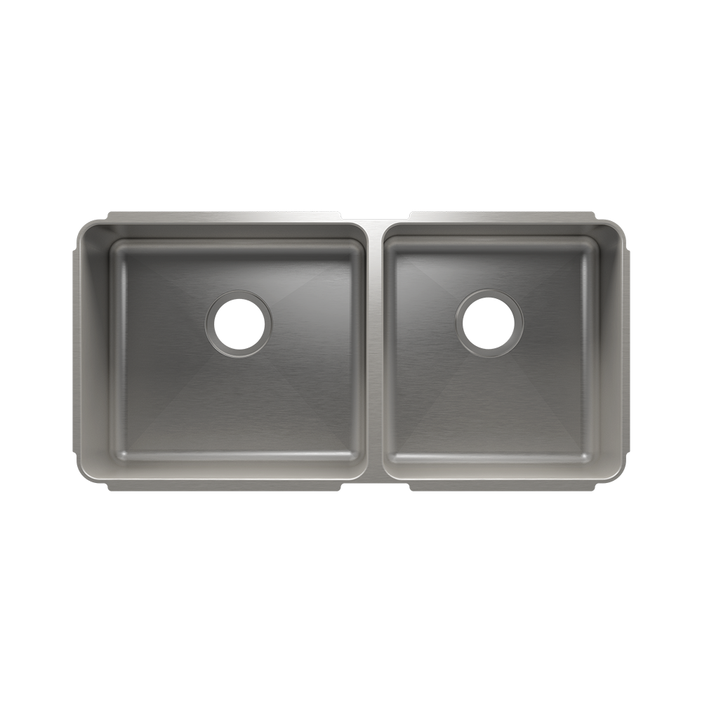 Julien Classic · Tarja de Cocina de Dos Tazones (Bajo Cubierta) — Izq. 18″ × 16″ × 10″ · Der. 15″ × 16″ × 8″