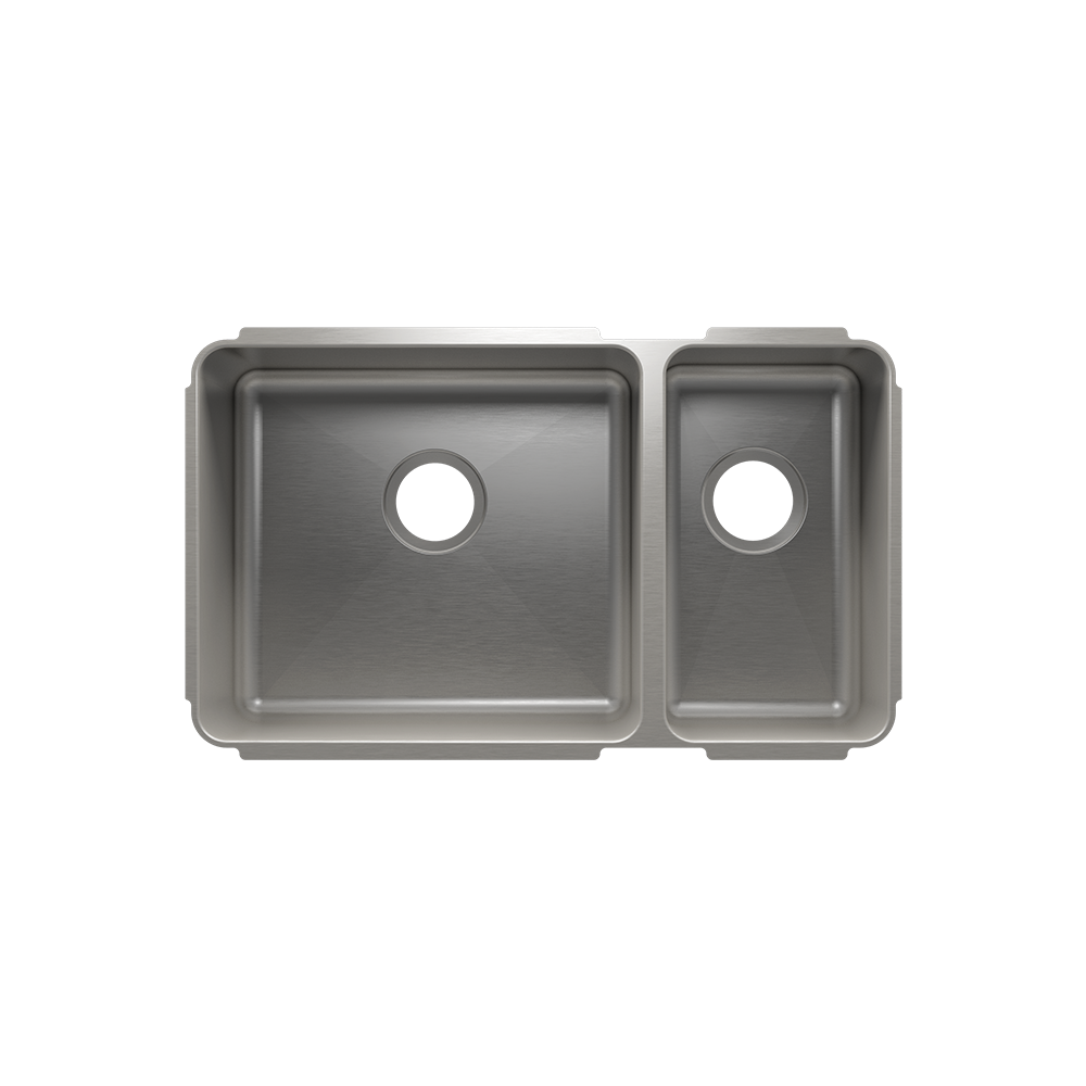 Julien Classic · Tarja de Cocina de Dos Tazones (Bajo Cubierta) — Izq. 18″ × 16″ × 10″ · Der. 9″ × 16″ × 8″