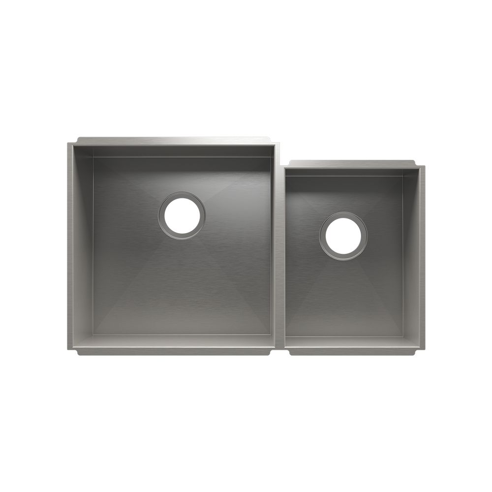 Julien UrbanEdge · Tarja de Cocina de Dos Tazones (Bajo Cubierta) — Izq. 18″ × 18″ × 10″ · Der. 12″ × 16″ × 8″