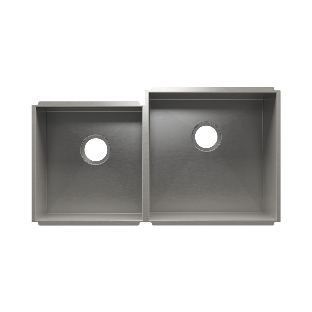 Julien UrbanEdge · Tarja de Cocina de Dos Tazones (Bajo Cubierta) — Izq. 15″ × 16″ × 8″ · Der. 18″ × 18″ × 10″