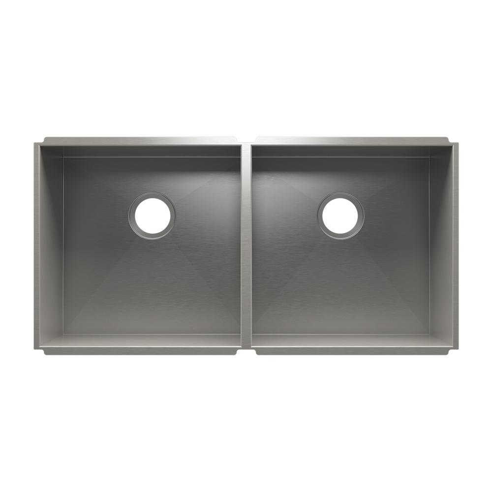 Julien UrbanEdge · Tarja de Cocina de Dos Tazones (Bajo Cubierta) — Izq. 18″ × 18″ × 10″ · Der. 18″ × 18″ × 10″