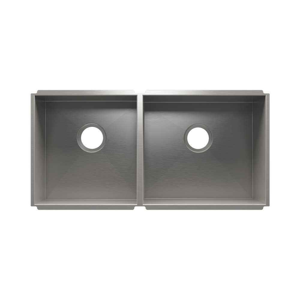 Julien UrbanEdge · Tarja de Cocina de Dos Tazones (Bajo Cubierta) — Izq. 15″ × 16″ × 8″ · Der. 18″ × 16″ × 10″