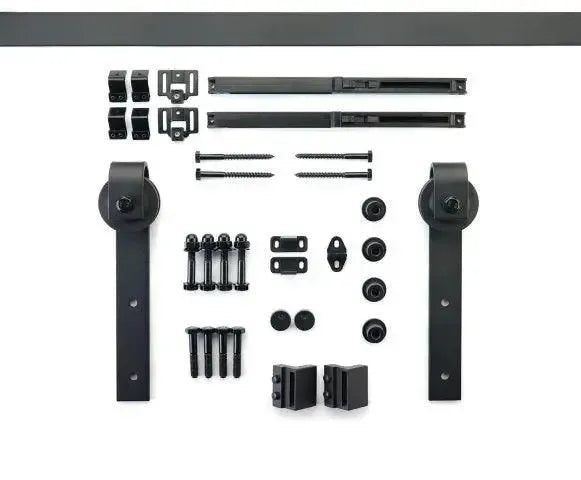 Yale Expressions 72" Barn Door Flat Track Hardware Kit with Soft & Close System — Negro