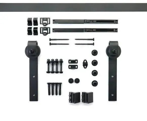 Yale Expressions 96" Barn Door Flat Track Hardware Kit with Soft & Close System — Negro