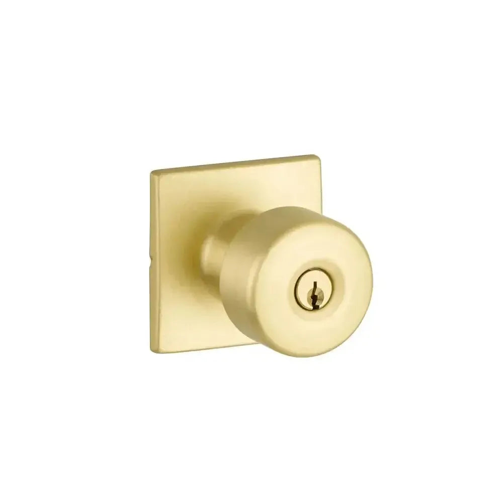 Yale Expressions Marcel rosette with Keyed Dylan knob, Kwikset keyway — Latón Satinado