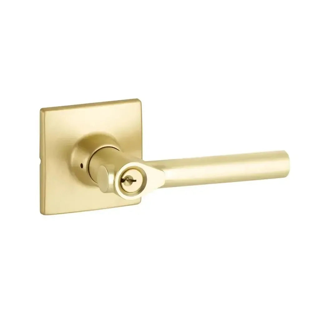 Yale Expressions Marcel rosette with Keyed Holden lever, Kwikset keyway — Latón Satinado