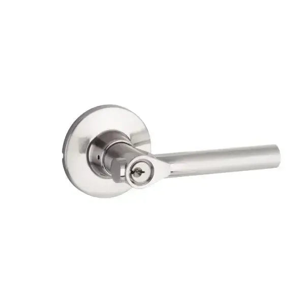 Yale Expressions Owen rosette with Keyed Holden lever, Weiser keyway — Níquel Satinado