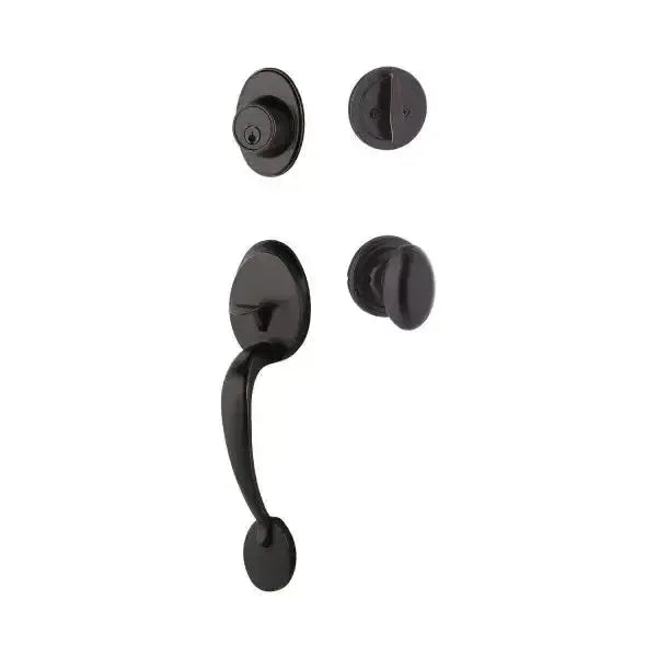 Yale Expressions Maguire Single Cylinder Entry Set Auburn knob, Weiser keyway — Bronce Aceitado