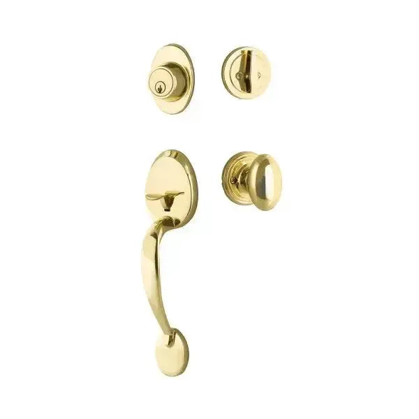 Yale Expressions Maguire Single Cylinder Entry Set Auburn knob, Weiser keyway — Latón Pulido